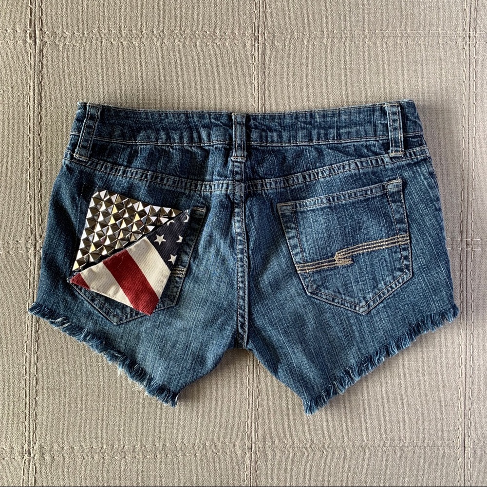 American Flag Detail Jean Shorts